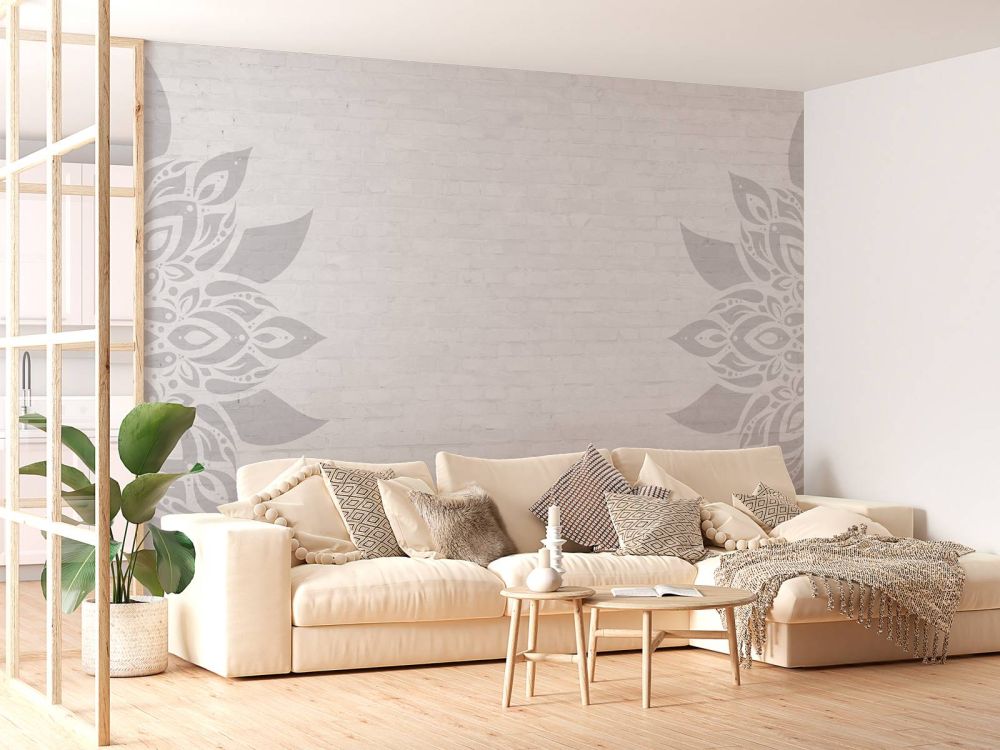 Grijs Witte Mandala Bloesem