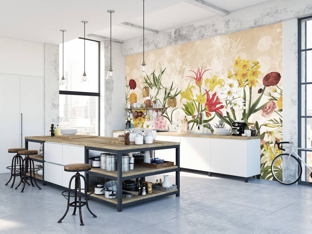 Spring Flowers - Warm Honey Beige