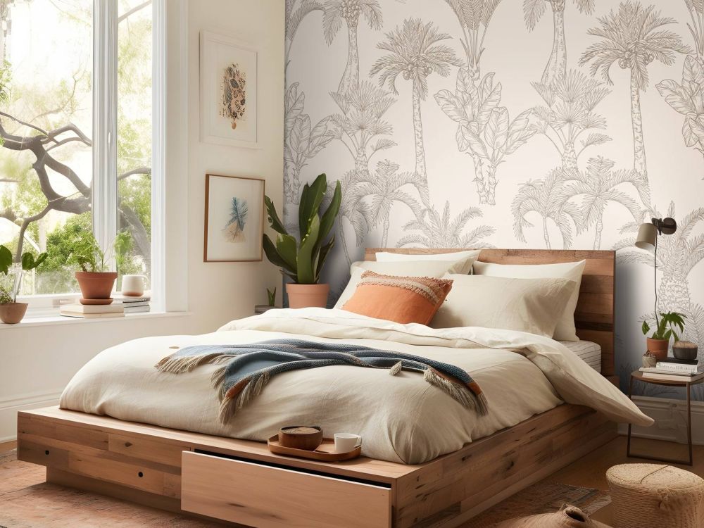 Jungle line-art beige