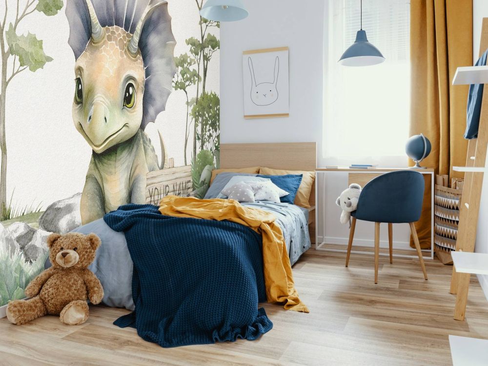 Baby triceratops in de jungle