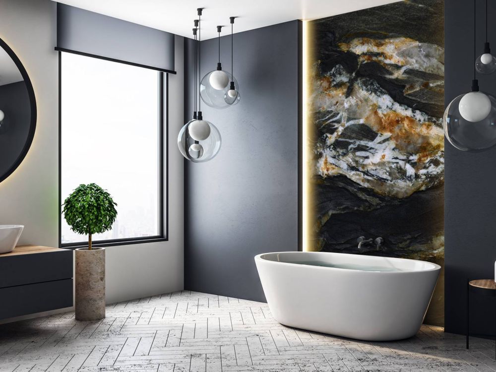 Zwart marmer met reliëf