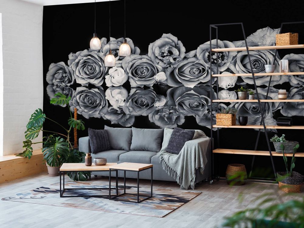 Rozen boeket zwart-wit