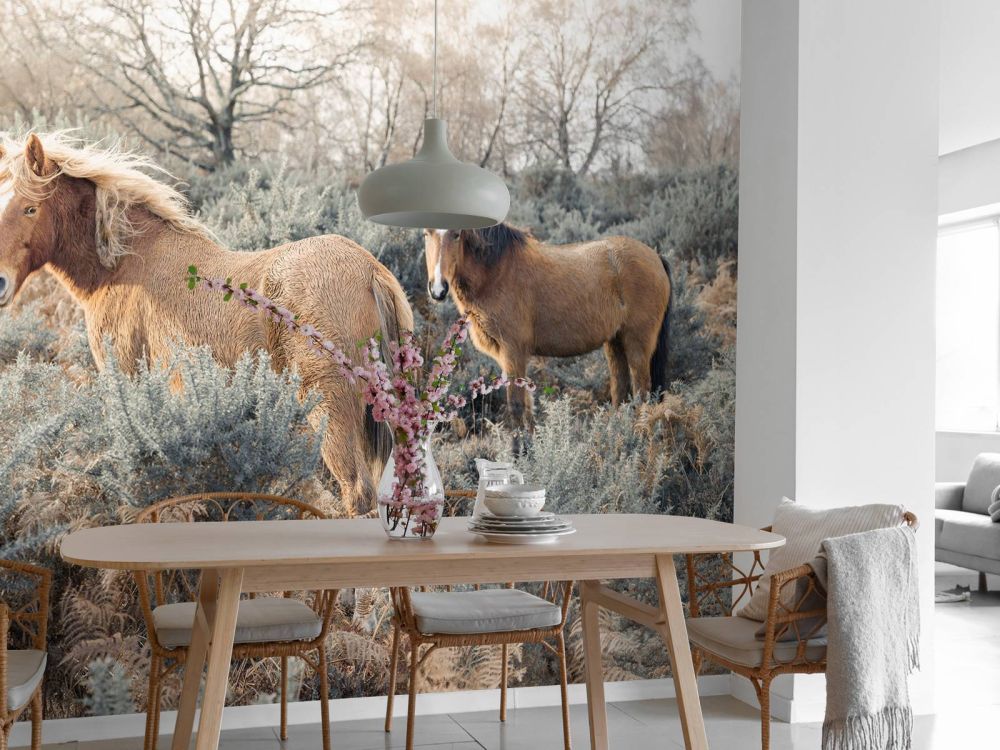 Wilde paarden in een veld