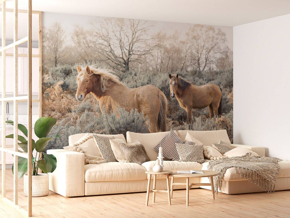 Wilde paarden in een veld