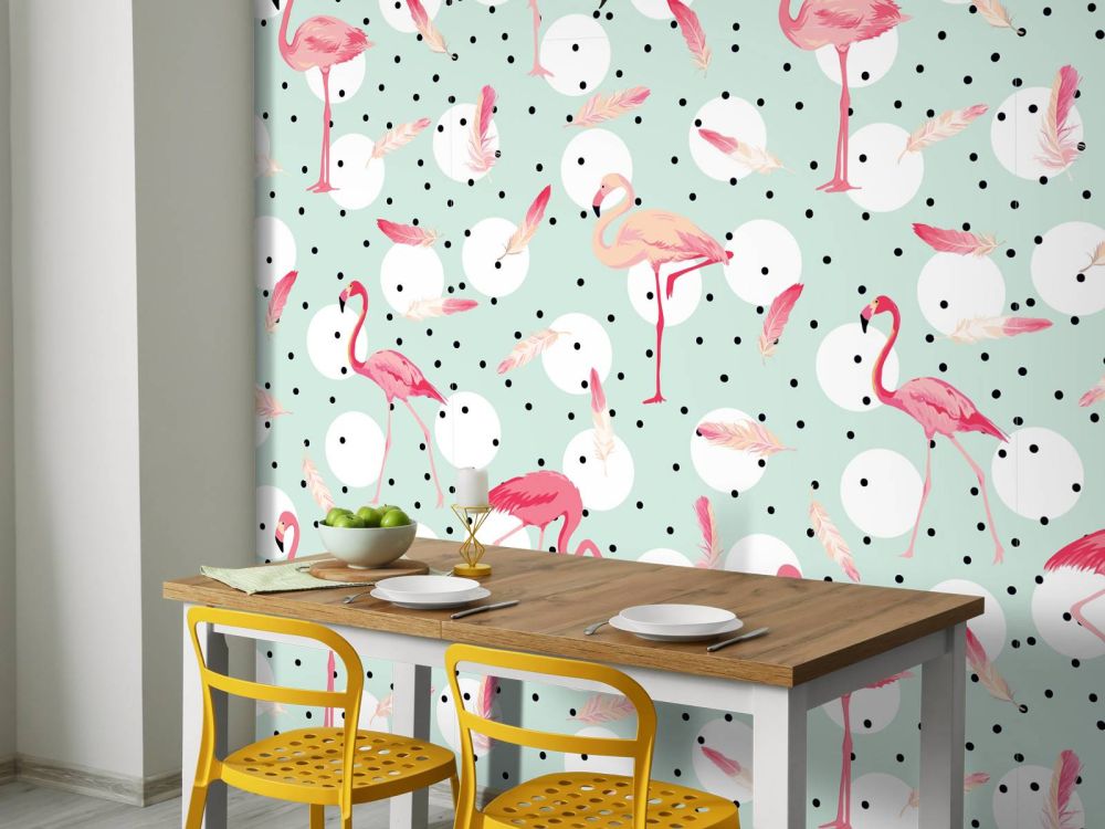 Flamingo's en veren