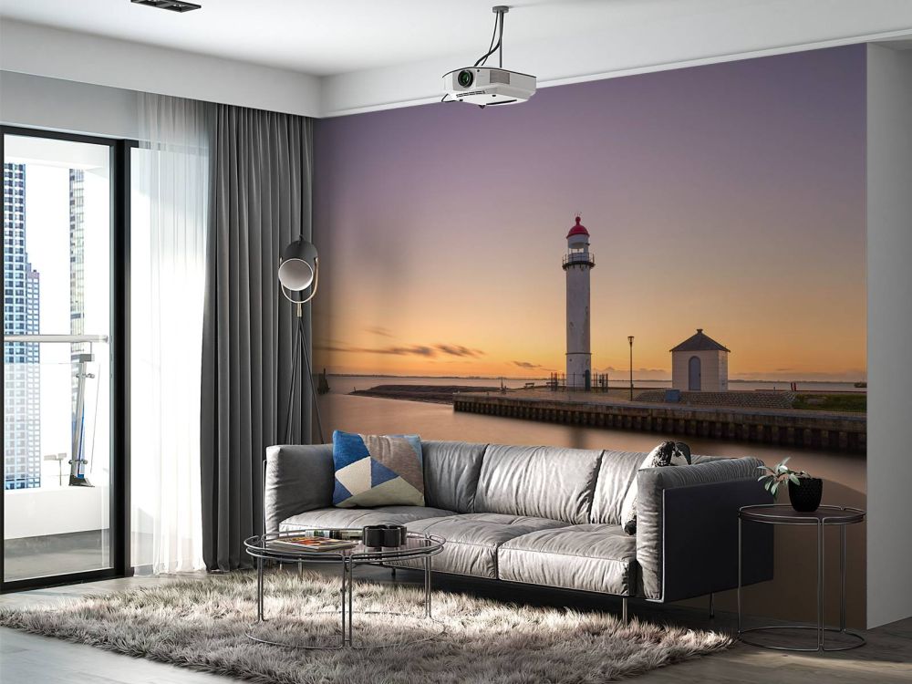 Vuurtoren bij zonsondergang