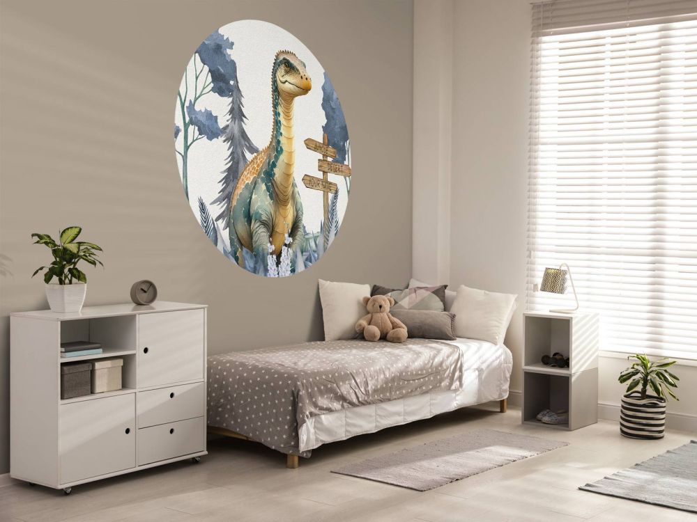 Baby brachiosaurus in de jungle blauw