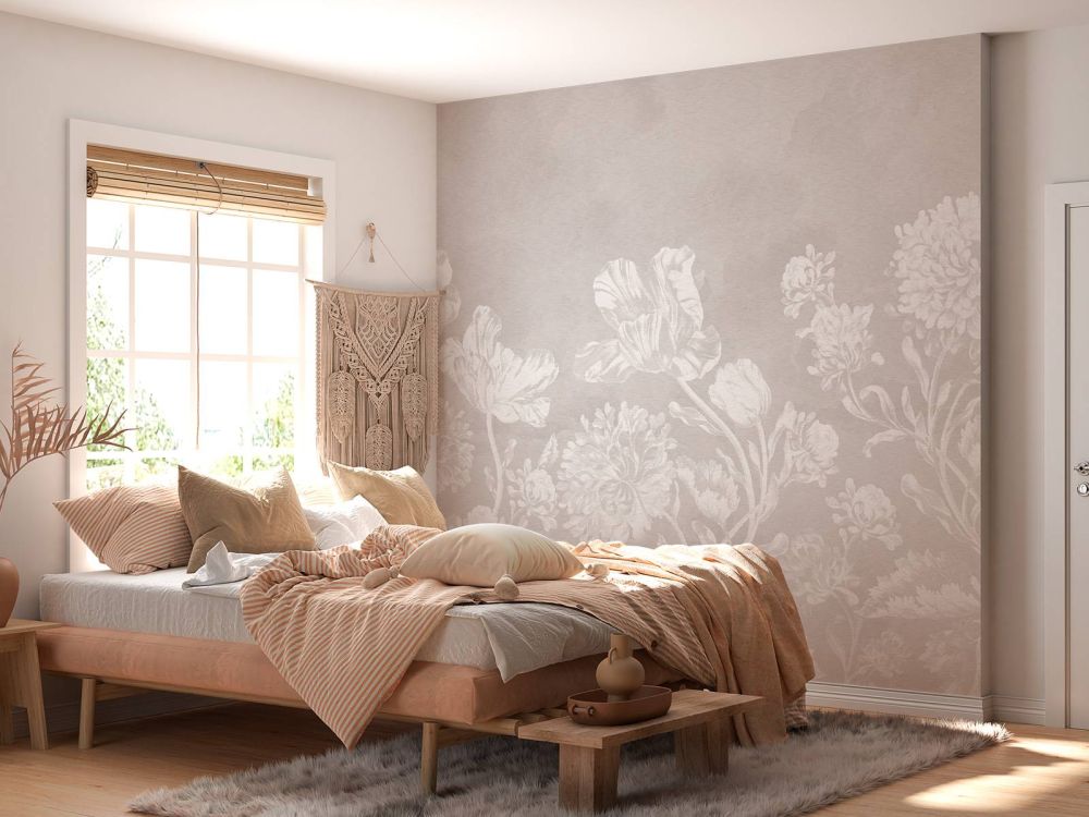 Baroque bloemen landschap - greige