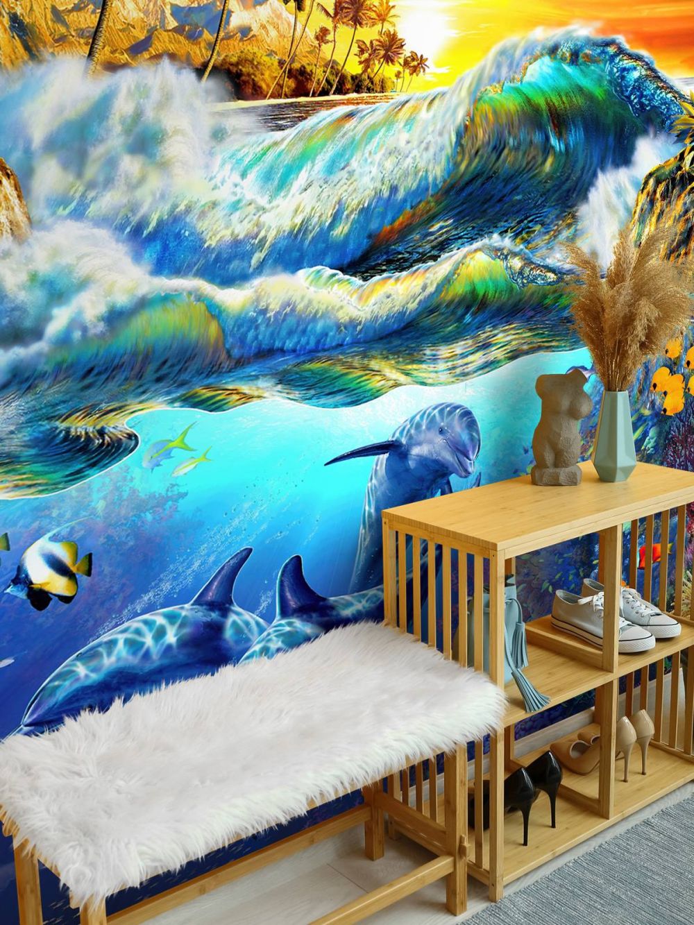 Hawaian Dawn_Waves and Dolphins