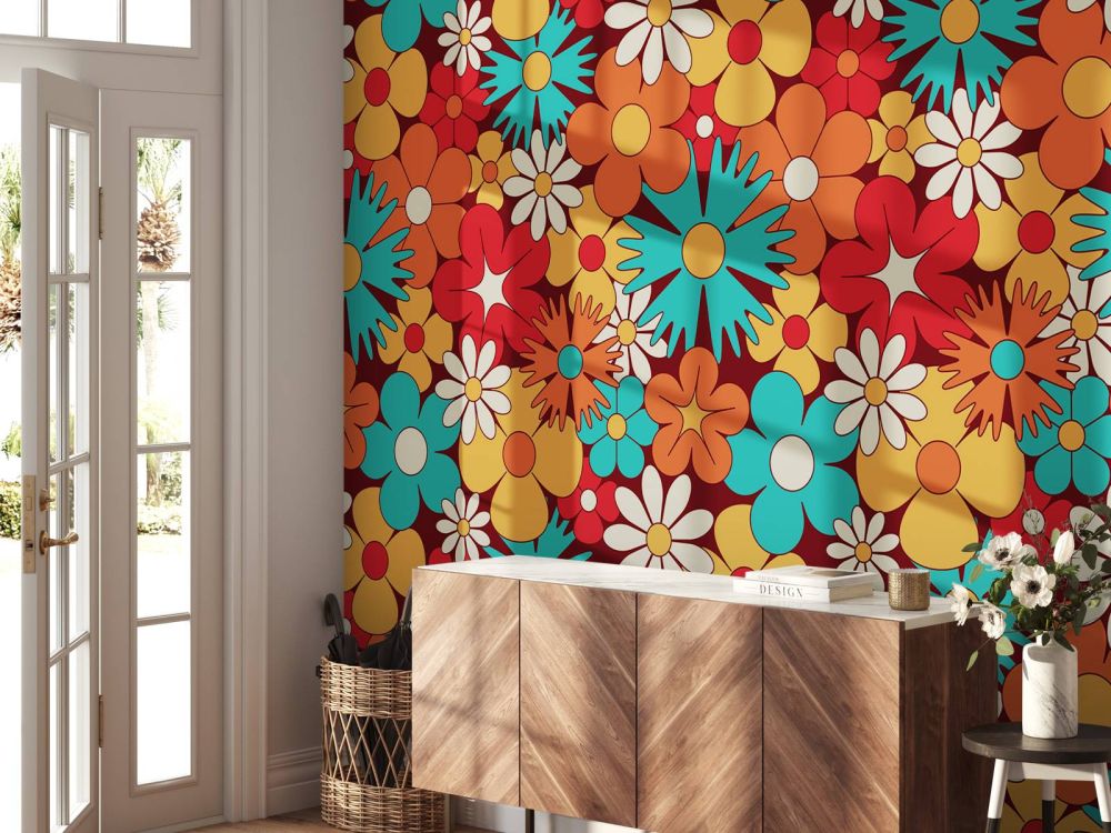 Vrolijke retro bloemen