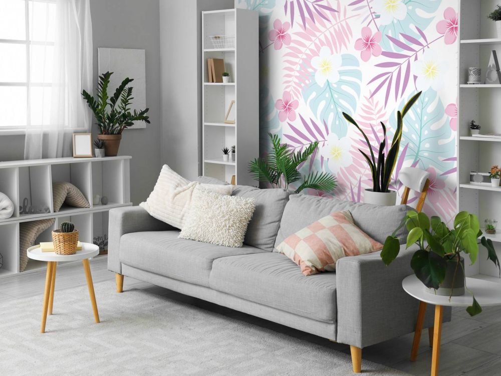 Pastel bloemen en bladeren