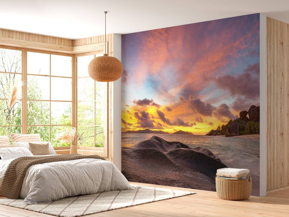 Zonsondergang op tropisch strand