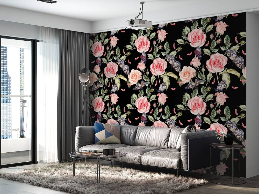 Bloemen en vlinders van waterverf