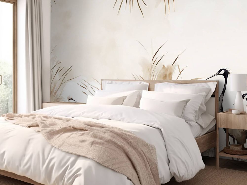 Cranes in Field Taupe