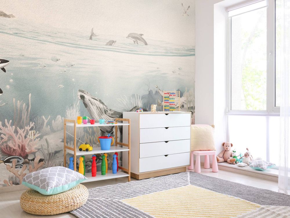 Oceaan landschap met dieren