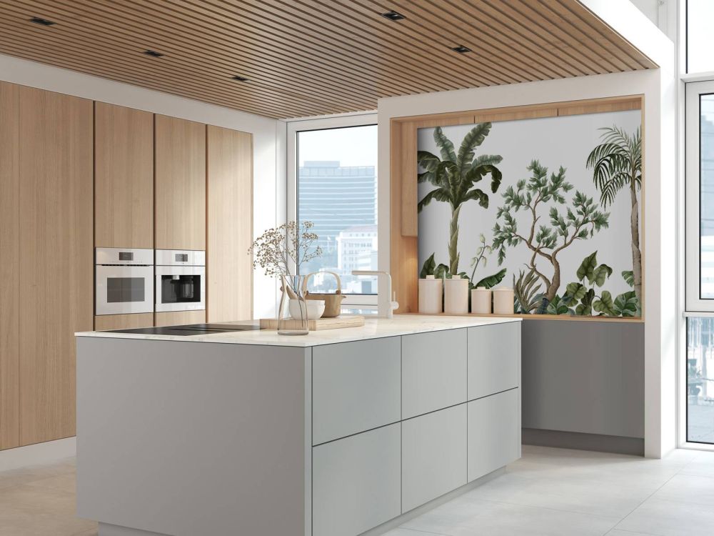 Jungle landschap met palmbomen