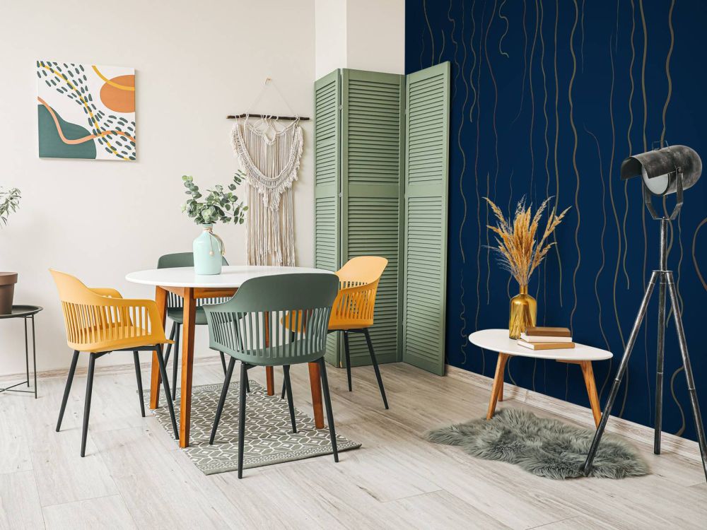 Organische lijnen gras midnight blue
