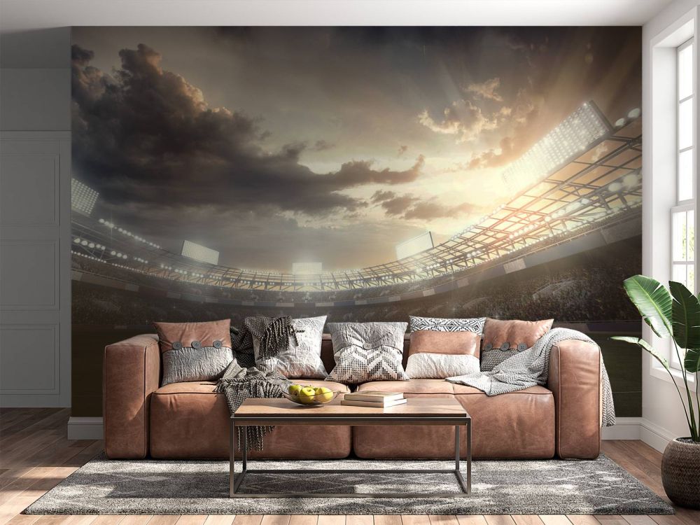 Stadion bij zonsondergang