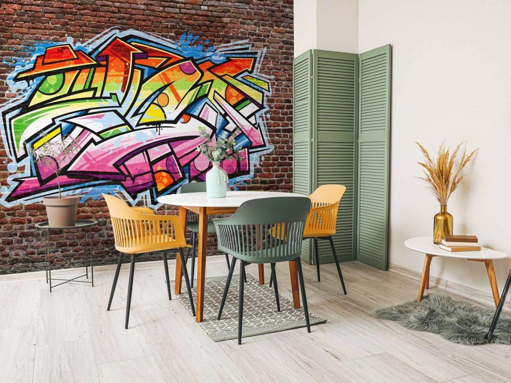 Graffiti op rode bakstenen