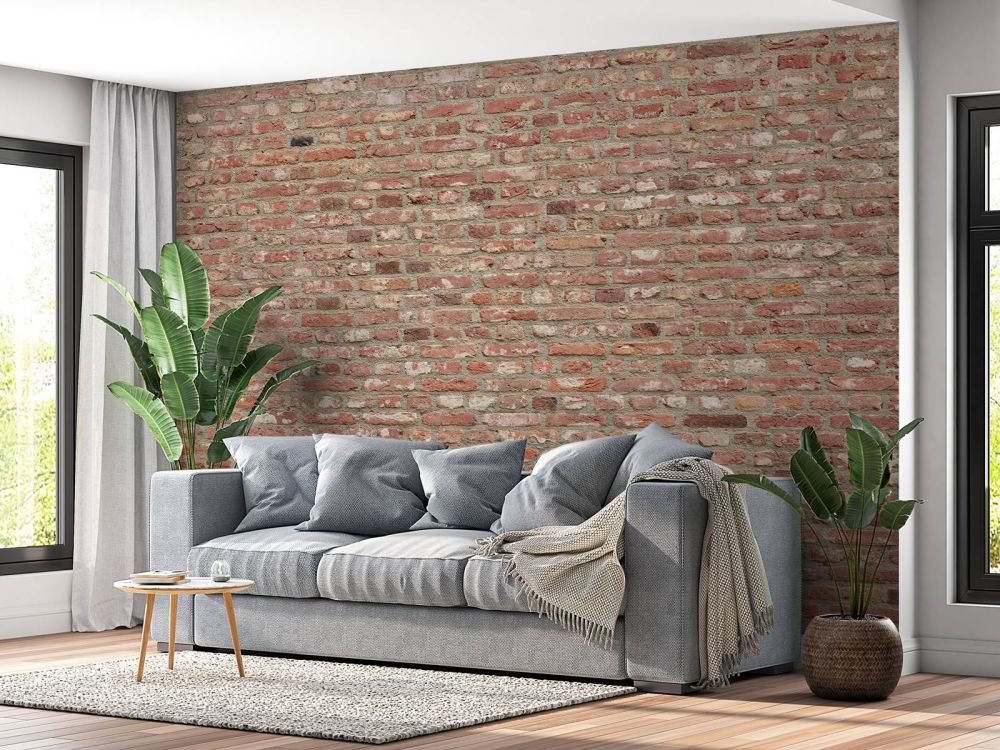 Muur met verschillende kleuren bakstenen