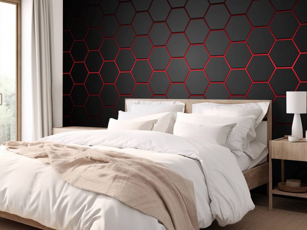 Rood gloeiende hexagons