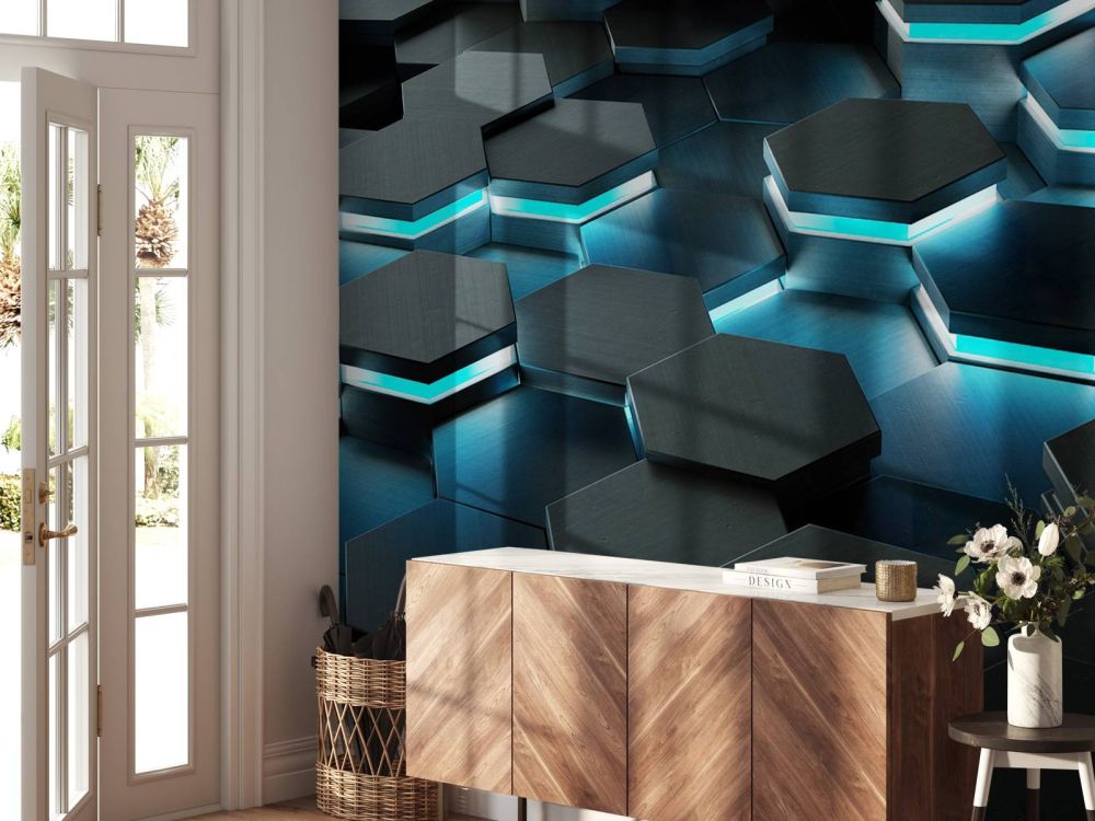 Oplichtende 3D hexagons