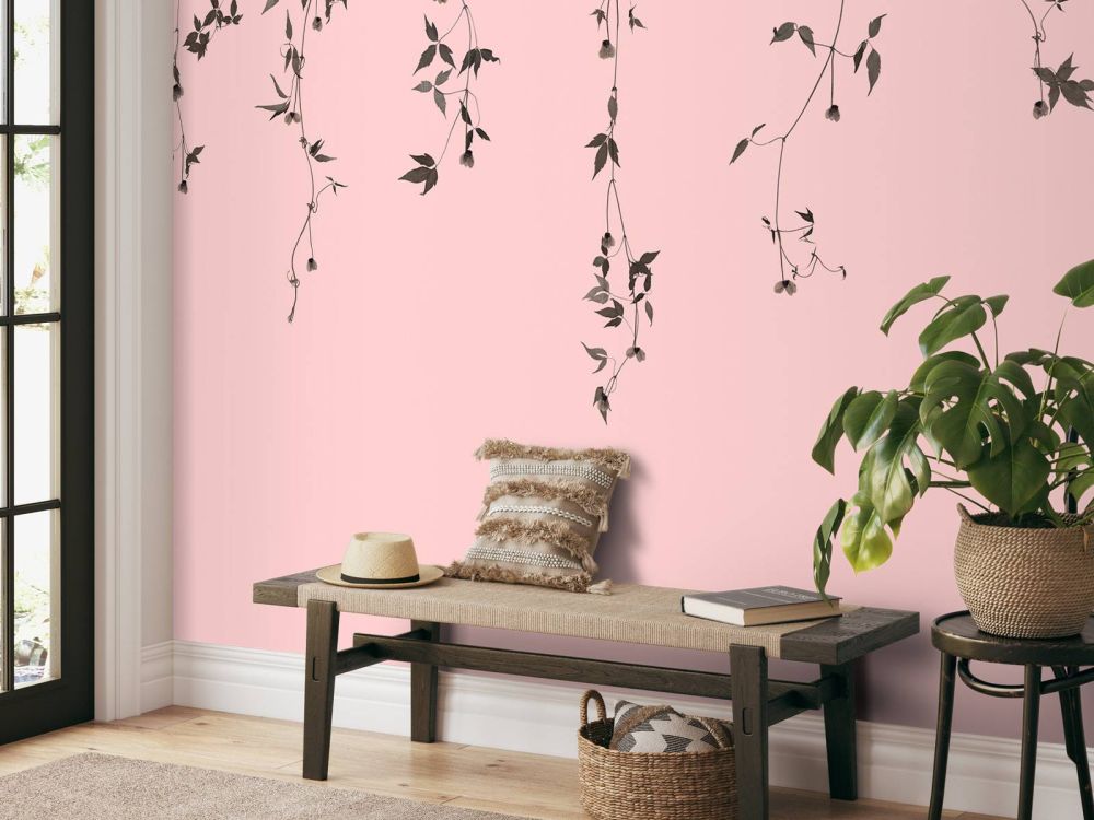 Clematis twijgen op roze