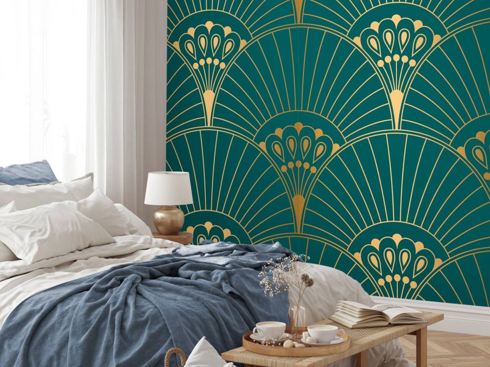 Art Deco waaier in Teal