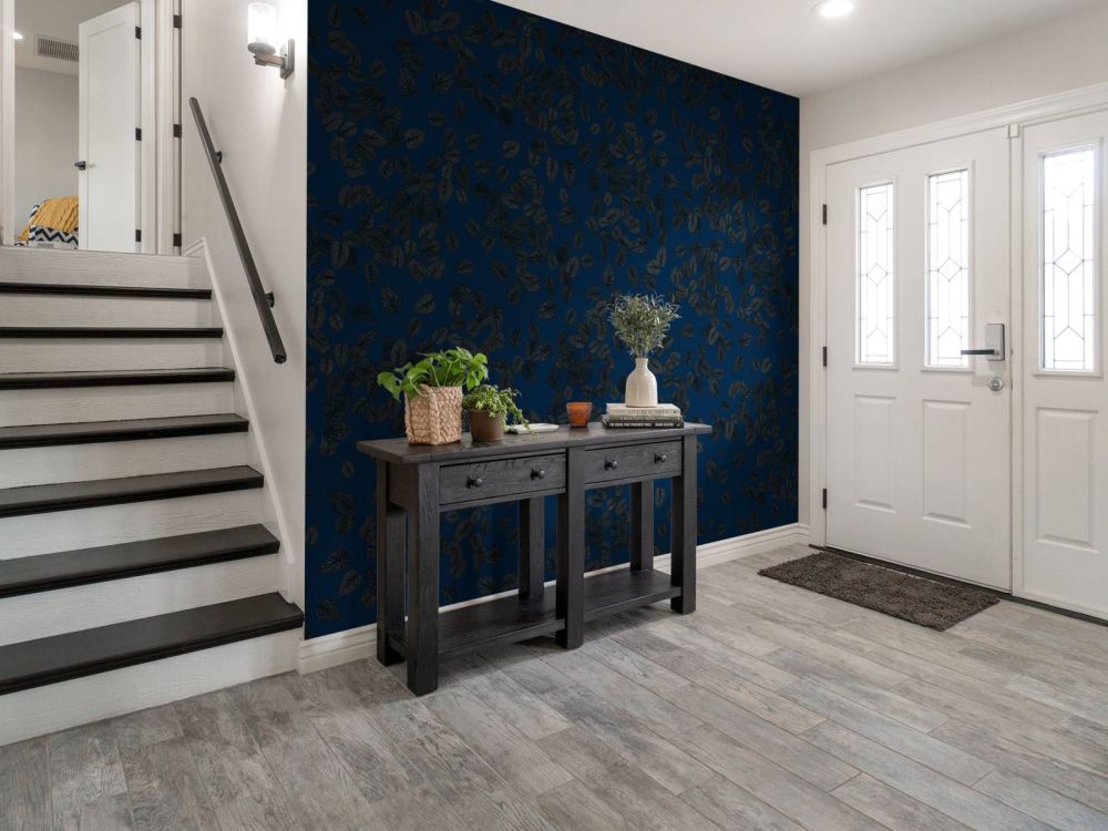 Kleine blaadjes donker op midnight blue