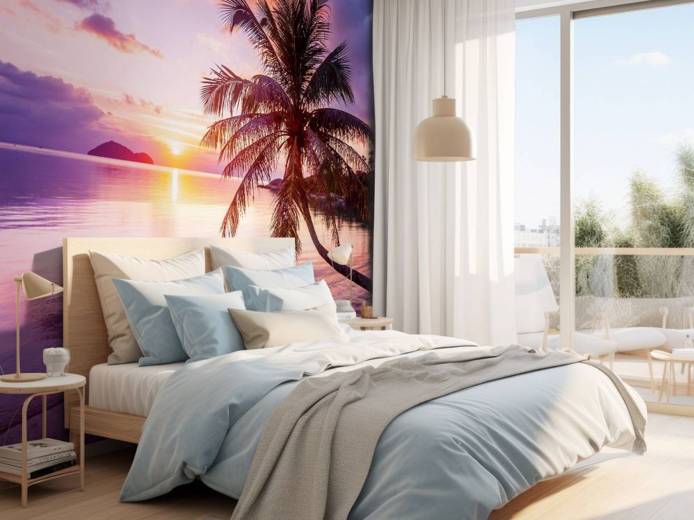 Palmboom bij een zonsondergang