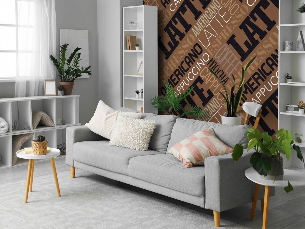 Behang met koffie teksten