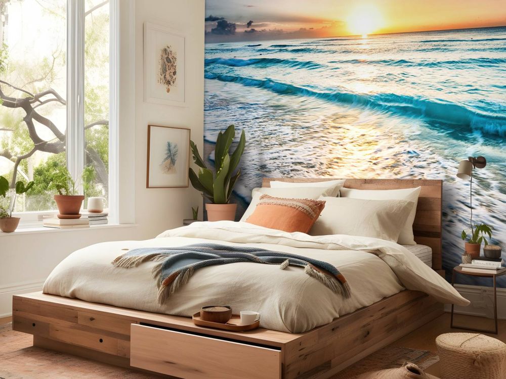 Behang met zonsondergang boven zee