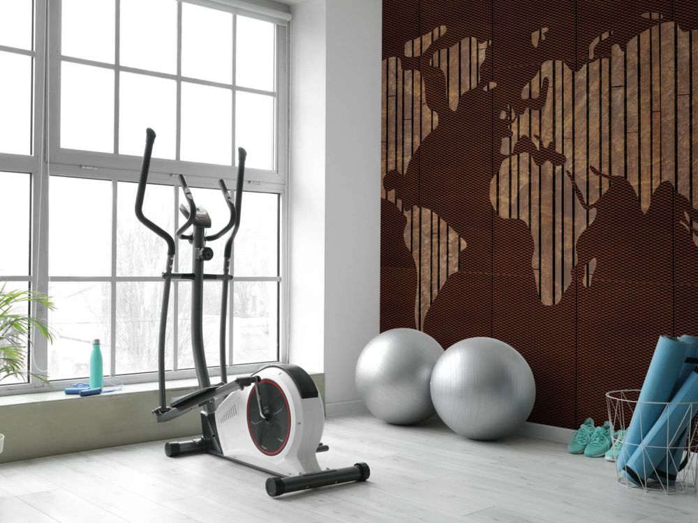 Wereldkaart met hout structuur
