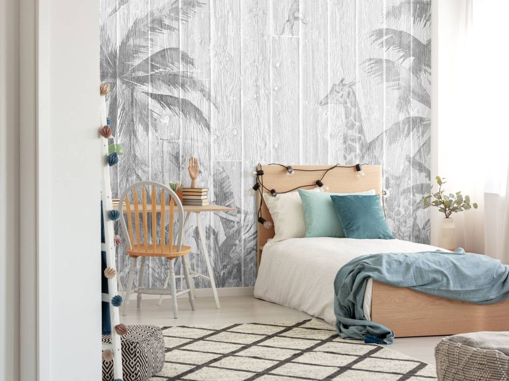 Vrolijke jungle dieren op hout