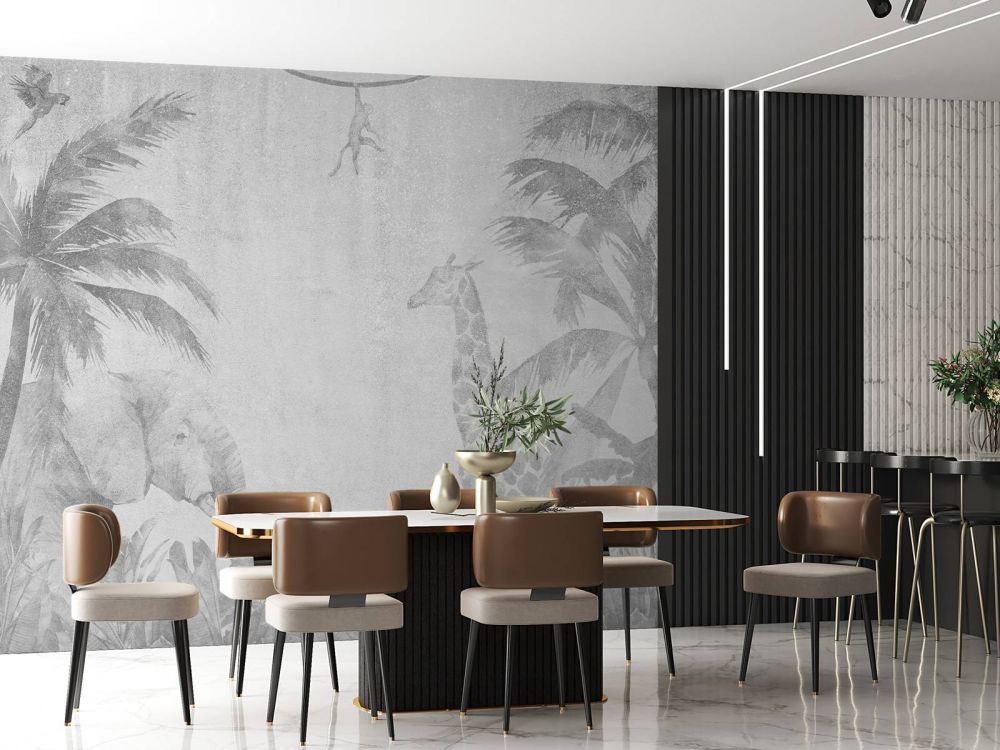 Vrolijke jungle dieren op beton
