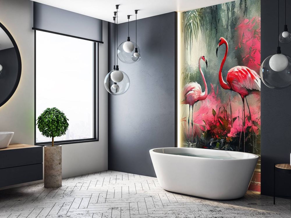 Karmijnrode Flamingo Schets