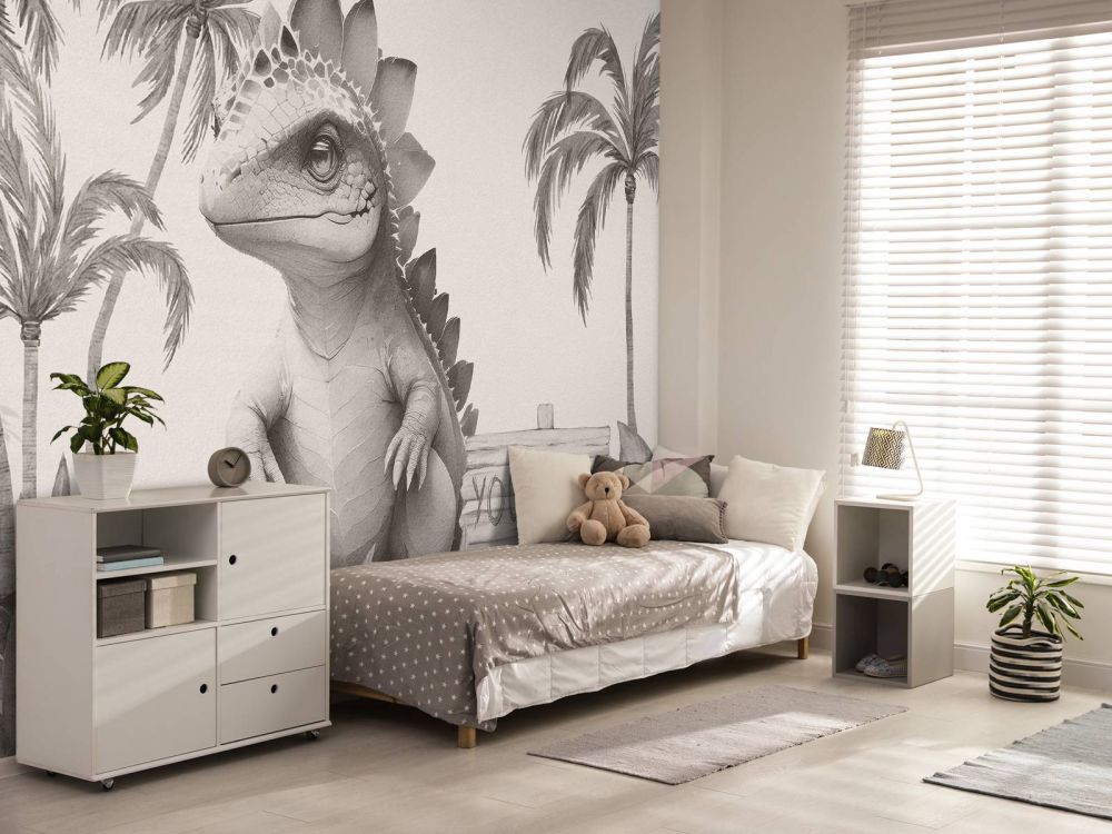Baby stegosaurus in de jungle beige