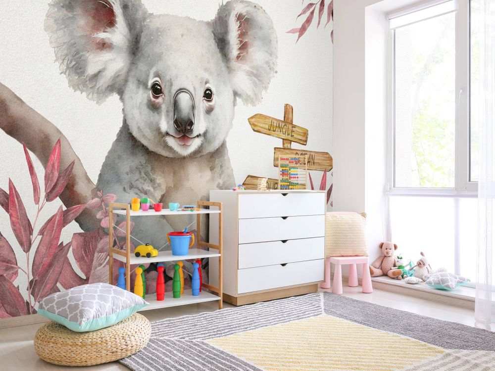 Baby koala in de jungle roze
