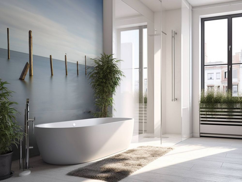 Oude houten palen in zee