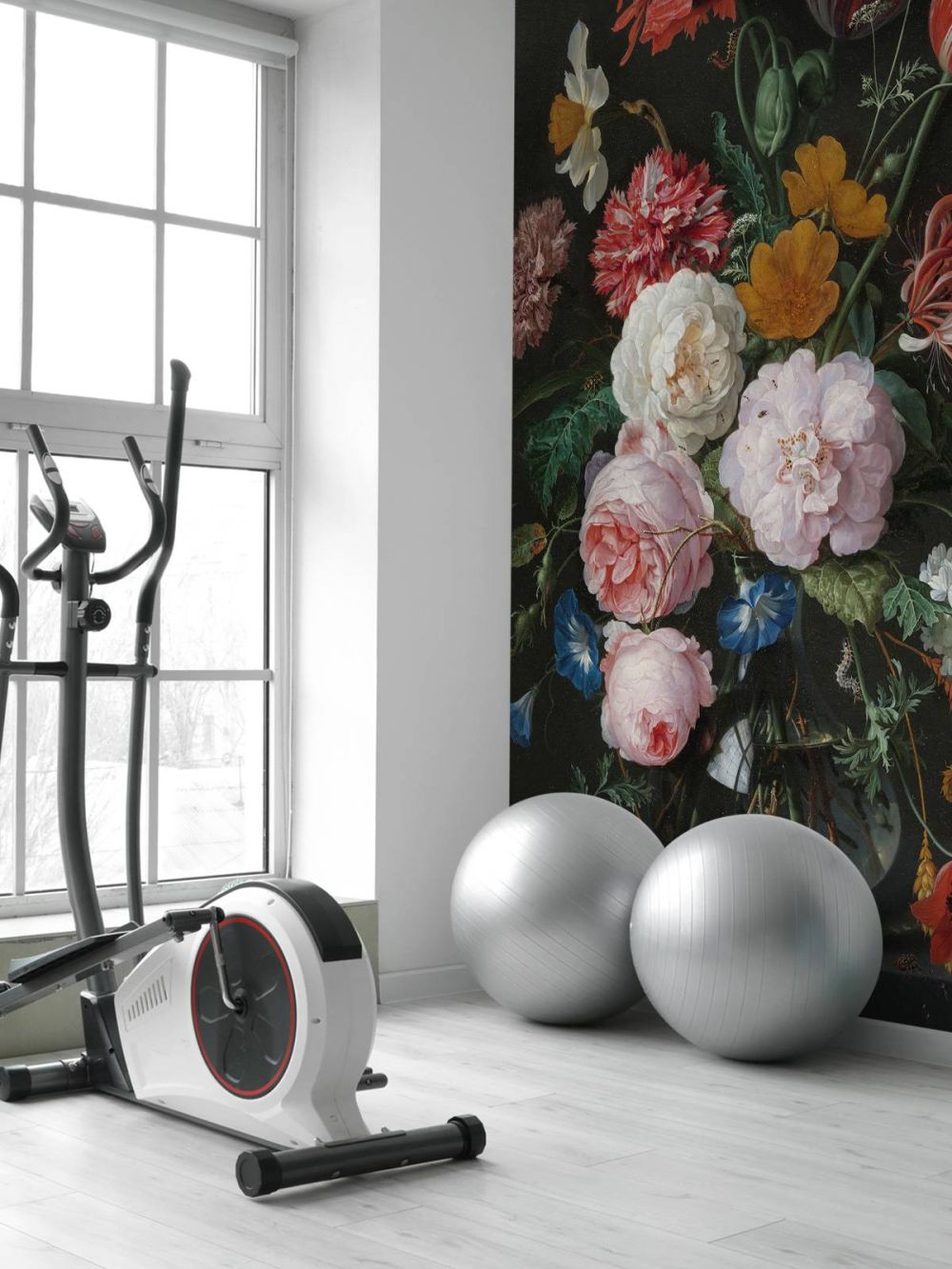 Stilleven met bloemen in een glazen vaas