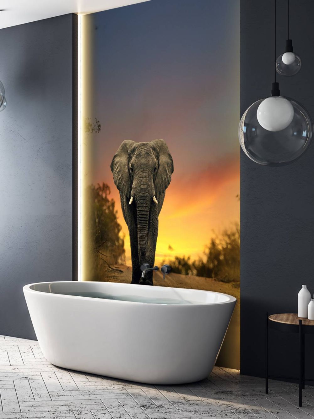 Olifant in de zonsondergang