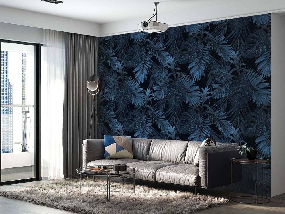 Blauwe tropische bladeren