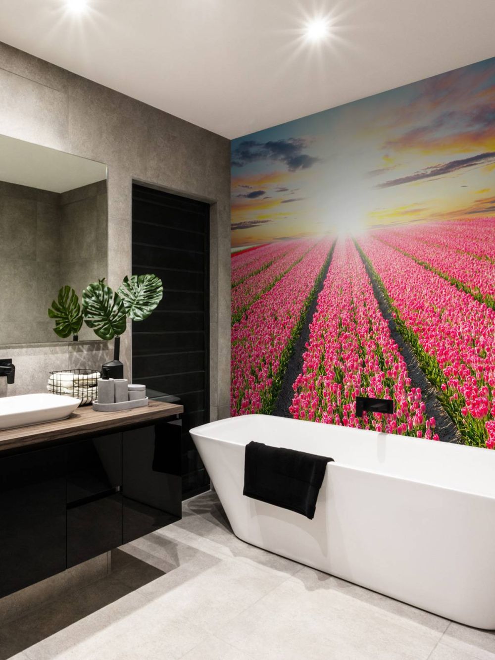 Tulpen met opkomende zon