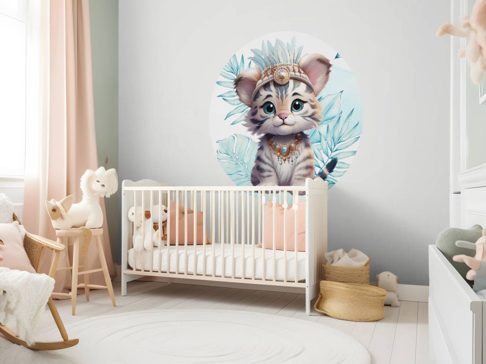 Baby tijger en blauw blad