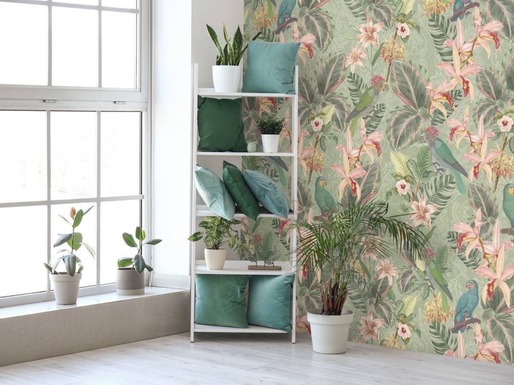 Tropische Jungle vogels & papegaaien - salie groen