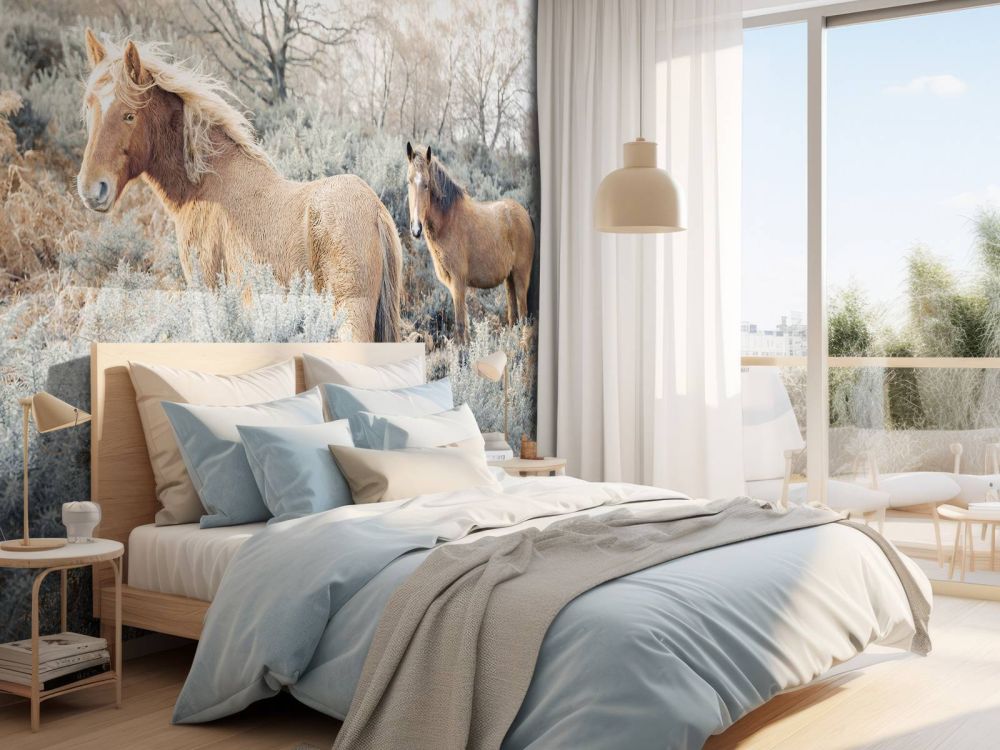 Wilde paarden in een veld