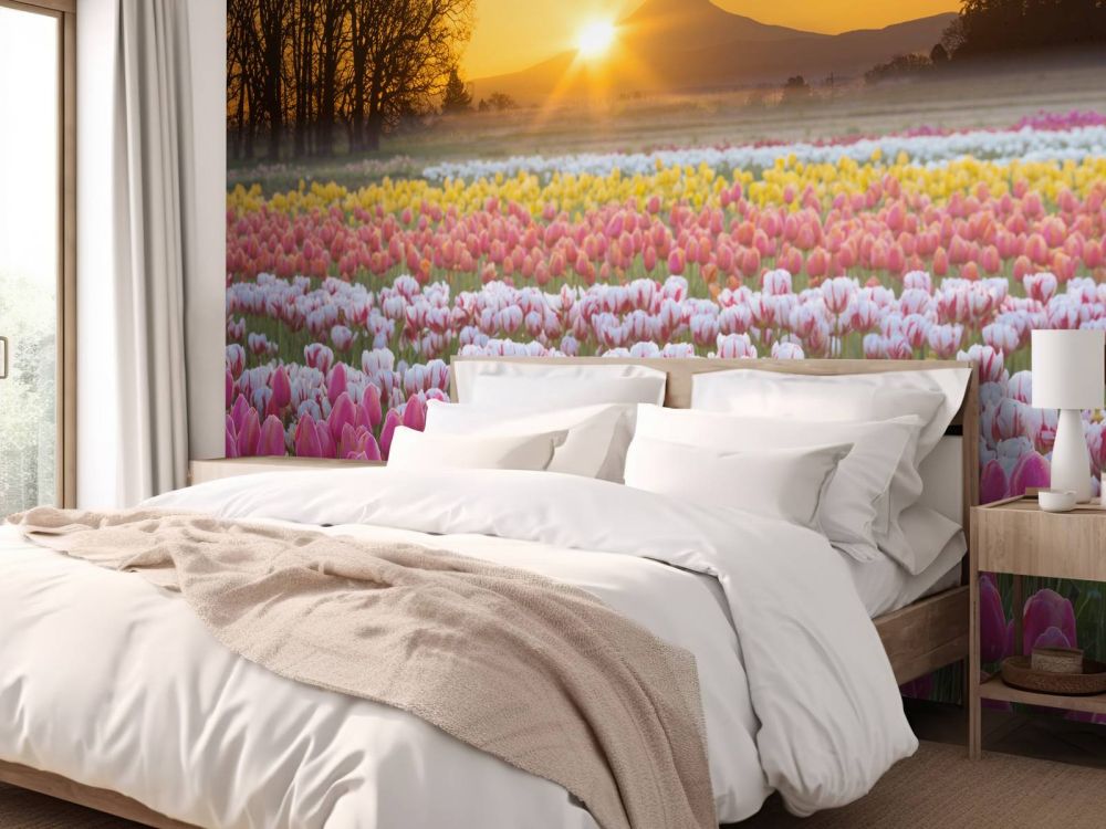 Kleurrijke tulpenveld