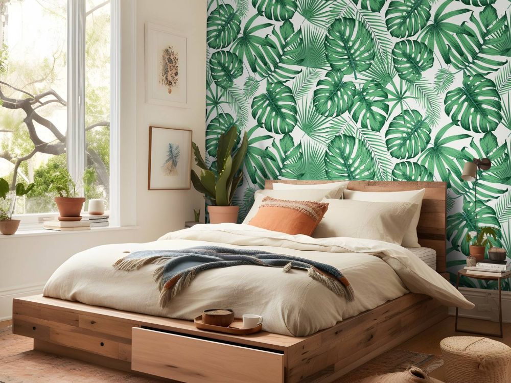 Tropische bladeren, groen