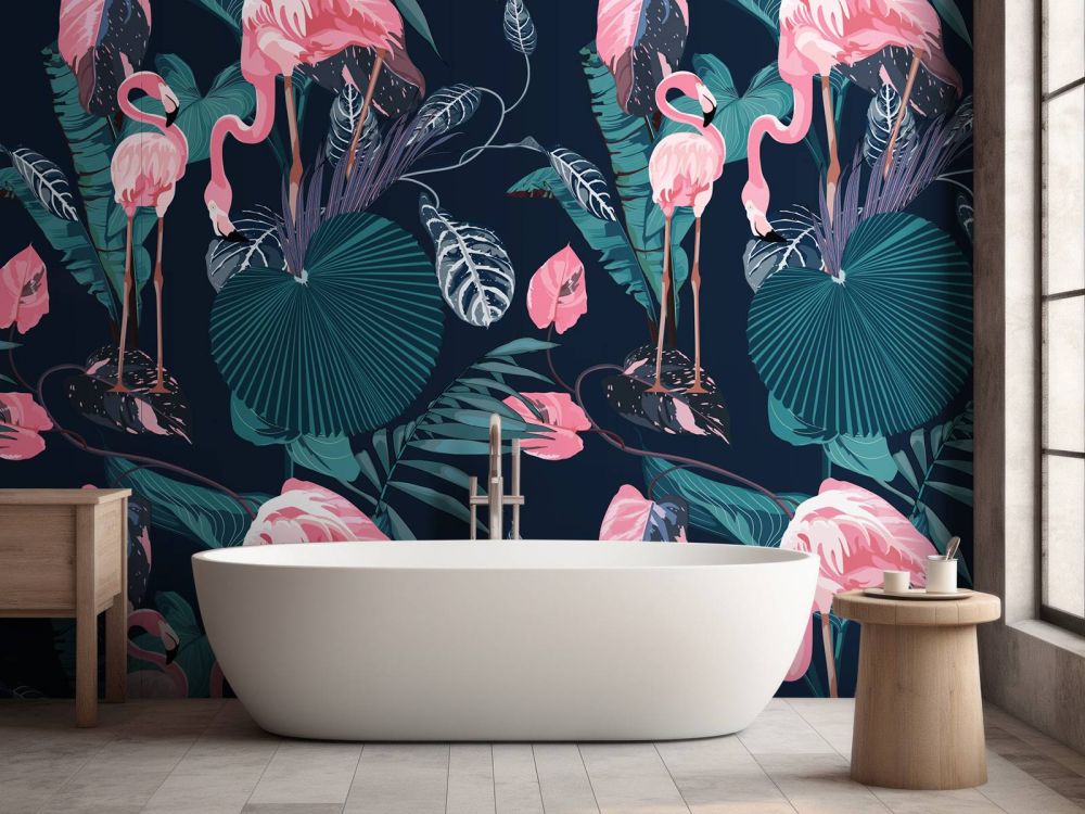 Wilde roze flamingo's