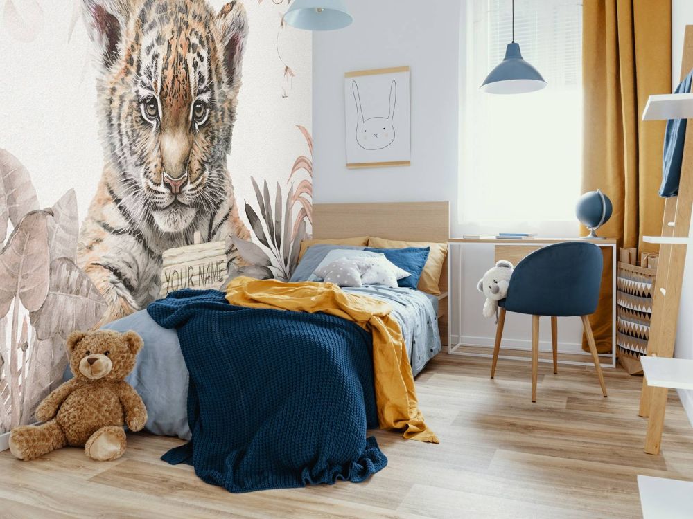 Schattige tijger met planten taupe